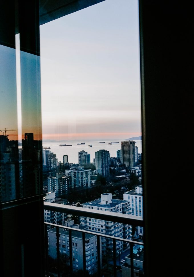 view of English Bay from a guest room