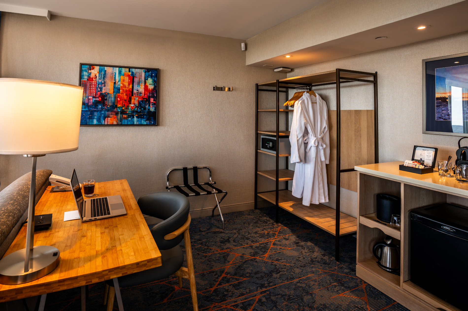 Superior King Plus Waterview Coffee Station and Work Area